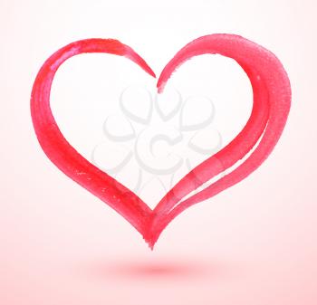 Watercolor Valentine heart. Vector illustration.