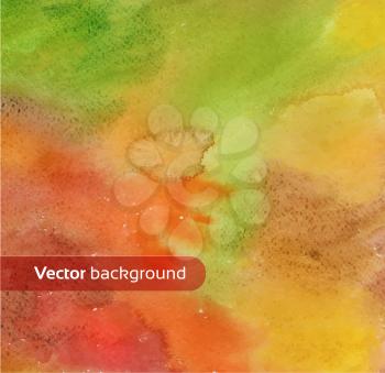 Hand painted watercolor autumn background with smudges. Vector EPS 10.