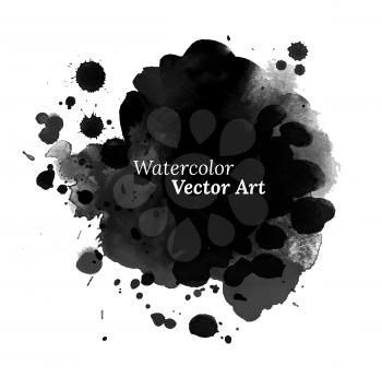 Abstract black watercolor texture. Vector. Isolated.