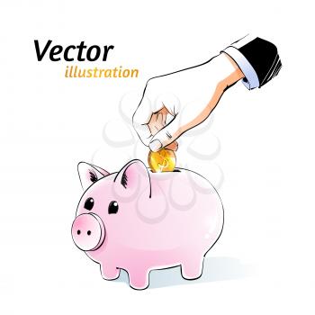 Money box. Vector illustration.