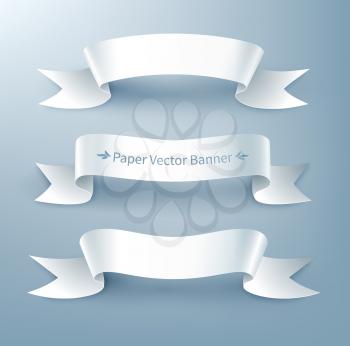 Paper ribbon banner, vector illustration. Isolated.