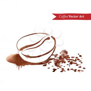 Coffee bean. Watercolor sketch. Vector illustration.