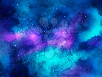 Outer space. Watercolor. Vector illustration
