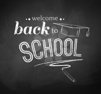 Back to School typographical Background. Chalkboard drawing. Vector EPS 10.