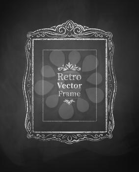 Chalked vintage baroque frame. Vector illustration. Isolated.