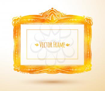 Watercolor textured vintage frame. Vector illustration. Isolated.
