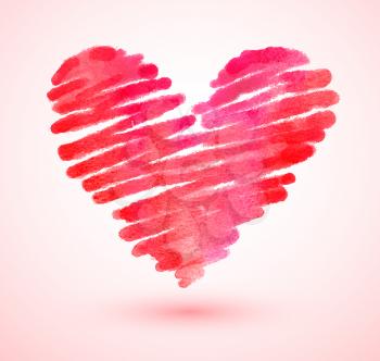 Hand drawn watercolor scribble heart. Vector illustration. Isolated.