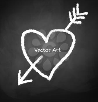 Chalked heart. Vector sketch.
