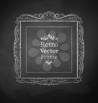 Chalked vintage baroque  frame. Vector illustration. Isolated.