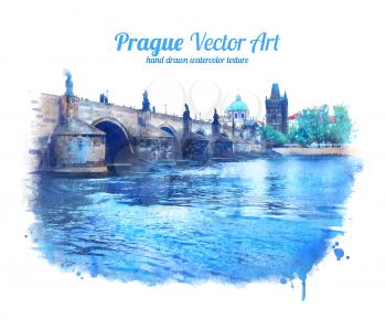 Charles bridge in Prague, Czech Republic. Vector art. EPS 10.