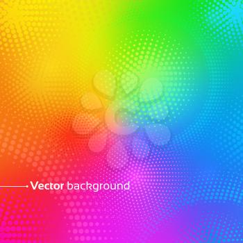 Rainbow vector background with dots.