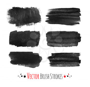 Black hand drawn brush strokes. Vector set.
