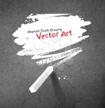 Chalked bubble drawn on asphalt background. Peace of white chalk. Vector illustration.