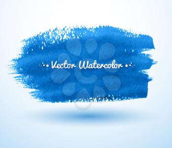 Blue watercolor brush stroke banner. Vector illustration. Isolated.
