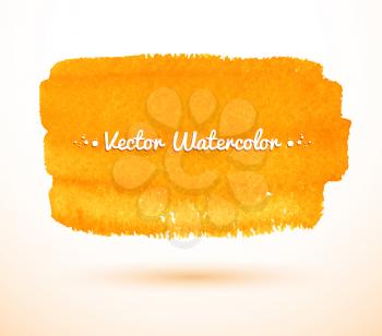 Yellow watercolor brush stroke banner. Vector illustration.