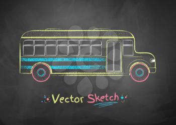 Color vector chalk drawing of school bus.