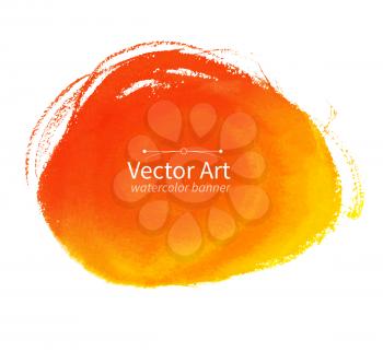Watercolor vector orange hand drawn stain.