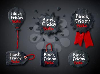 Vector set of hand made plasticine Black Friday banners with lettering on dark background.