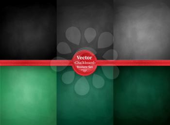 Vector collection of green, gray and black school chalkboard backgrounds.