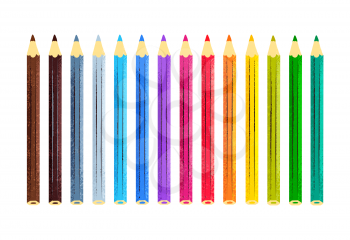 Vector collection of color pencils isolated on white background.