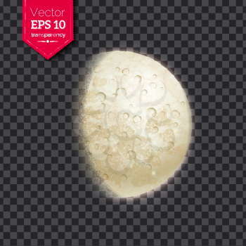 Vector illustration of growing moon phase on transparency background.