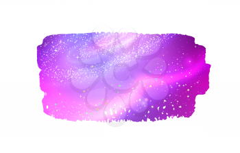 Grunge hand drawn banner with glowing purple outer space inside.