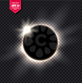 Vector illustration of eclipse with glow isolated on transparency background.