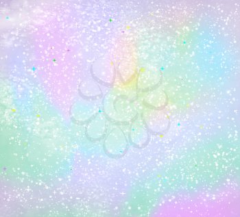 Christmas grunge background with falling snow and light sparkles in pastel stains vivid colors.
