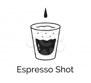 Vector minimalistic line art illustration of Espresso Coffee shot isolated on white background.