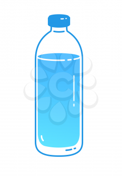 Vector illustration of bottle of water. Minimalistic icon isolated on white background.