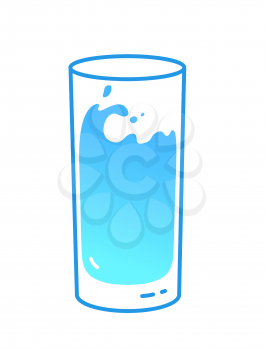 Vector illustration of glass of water. Minimalistic icon isolated on white background.