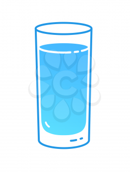 Vector illustration of glass of water. Minimalistic icon isolated on white background.