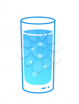 Vector illustration of glass of carbonated water. Minimalistic icon isolated on white background.