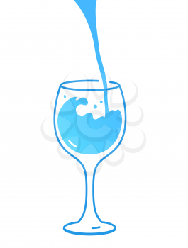 Vector illustration of wine glass with water. Minimalistic icon isolated on white background.