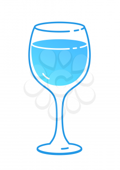 Vector illustration of wine glass with water. Minimalistic icon isolated on white background.