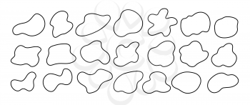 Vector set of line art liquid curve shapes isolated on white background.