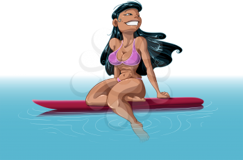 Royalty Free Clipart Image of a Surfer Woman