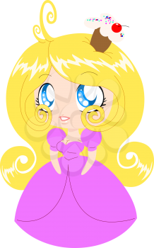 Royalty Free Clipart Image of a Blonde Cupcake Princess