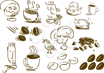 Royalty Free Clipart Image of Coffee Doodles