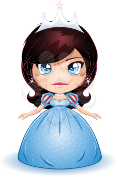 Royalty Free Clipart Image of a Brunette Princess