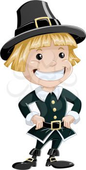 Royalty Free Clipart Image of a Settler Boy