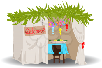 Royalty Free Clipart Image of a Sukkah for the Jewish Holiday Sukkot