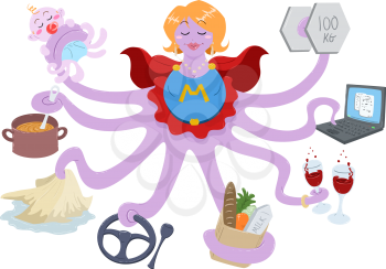Royalty Free Clipart Image of a Super Mom