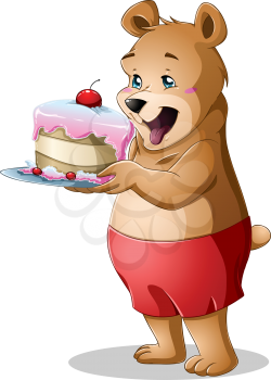 Royalty Free Clipart Image of a Hungry Brown Bear