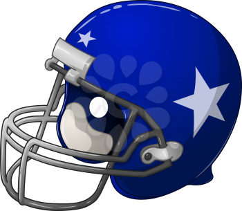 A vector illustration of a blue football helmet.