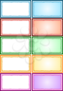 Vector illustration of colorful frames with or without background.