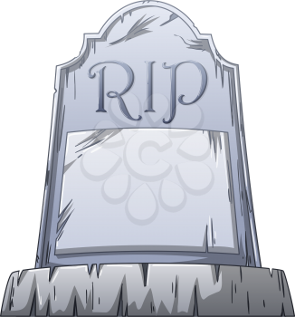 Vector illustration of an old grave with RIP written on the stone.