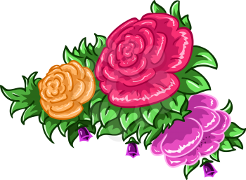 Vector illustration of colorful flowers and leaves.