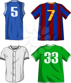 Vector illustrations pack of various sports shirts.