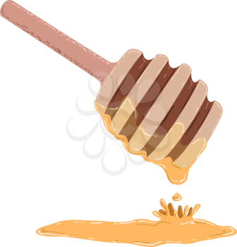 Vector illustration of a stick dripping with honey for Rosh Hashanah Jewish new year.